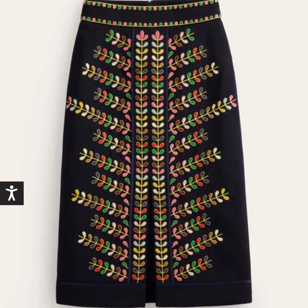 NWT Boden embroidered icon  skirt
